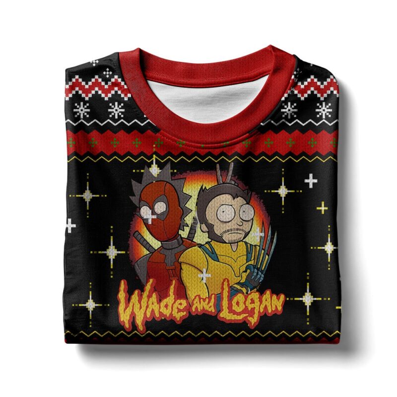 Hooktab Rick And Morty In Deadpool Multiverse Ugly Christmas Sweater Hooktab Rick And Morty In Deadpool Multiverse Ugly Christmas Sweater