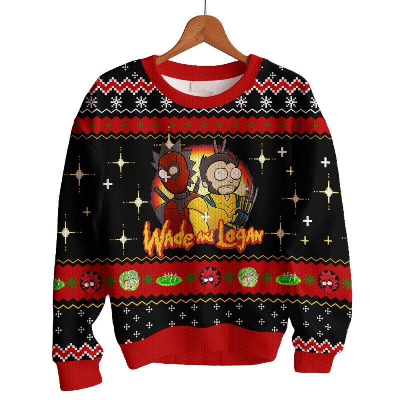 Hooktab Rick And Morty In Deadpool Multiverse Ugly Christmas Sweater Hooktab Rick And Morty In Deadpool Multiverse Ugly Christmas Sweater