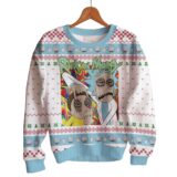 Hooktab Rick And Morty In Mushroom Tripping Ugly Christmas Sweater