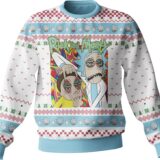 Hooktab Rick And Morty In Mushroom Tripping Ugly Christmas Sweater