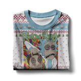 Hooktab Rick And Morty In Mushroom Tripping Ugly Christmas Sweater
