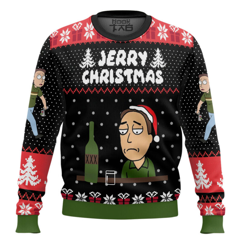 Hooktab Rick And Morty Jerry Christmas Ugly Christmas Sweater