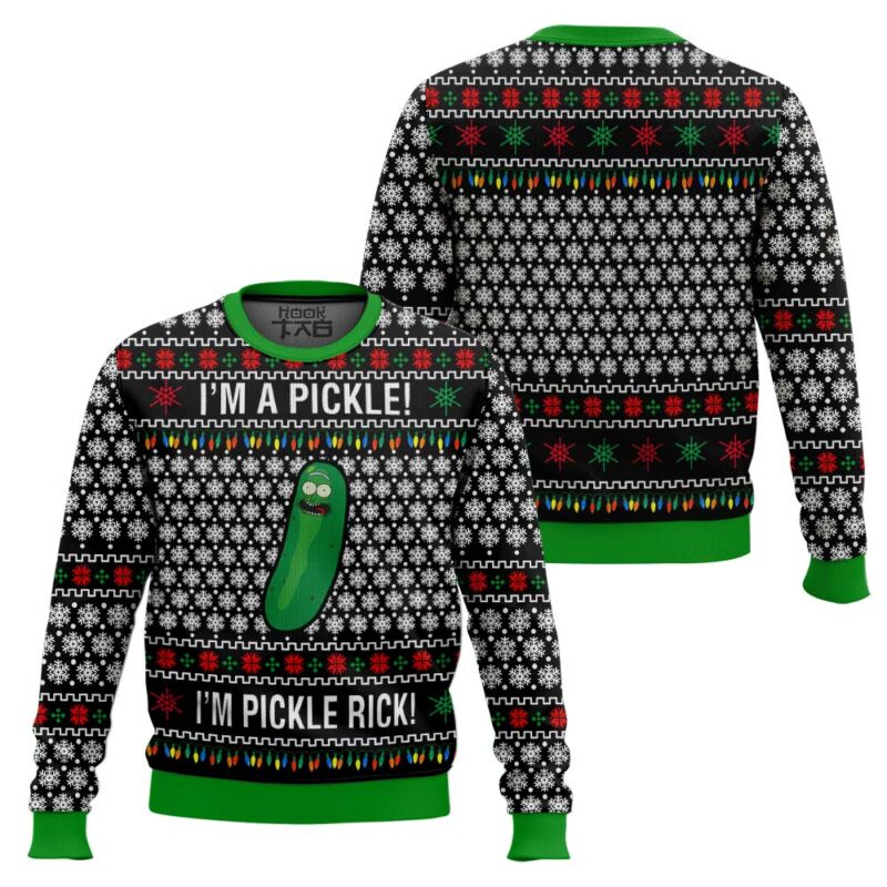 Hooktab Rick And Morty Pickle Rick Ugly Christmas Sweater Hooktab Rick And Morty Pickle Rick Ugly Christmas Sweater