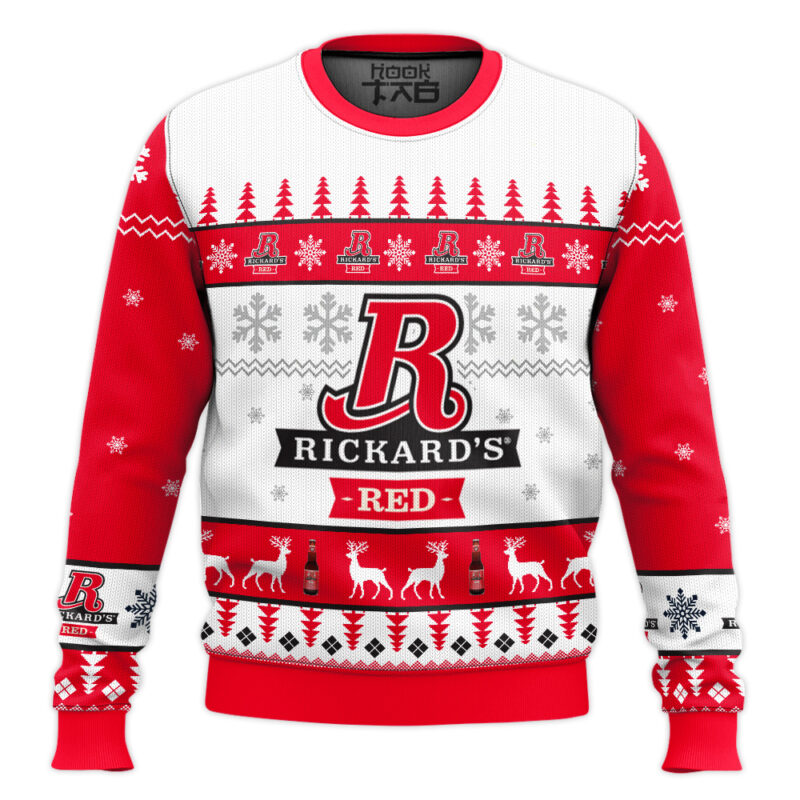 Hooktab Rickards Red Beer Ugly Christmas Sweater