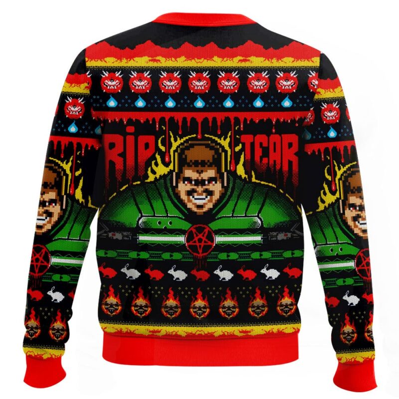 Hooktab Rip And Tear Doom Ugly Christmas Sweater Hooktab Rip And Tear Doom Ugly Christmas Sweater