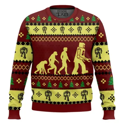 Hooktab Robot Evolution Sheldon Cooper The Big Bang Theory Ugly Christmas Sweater