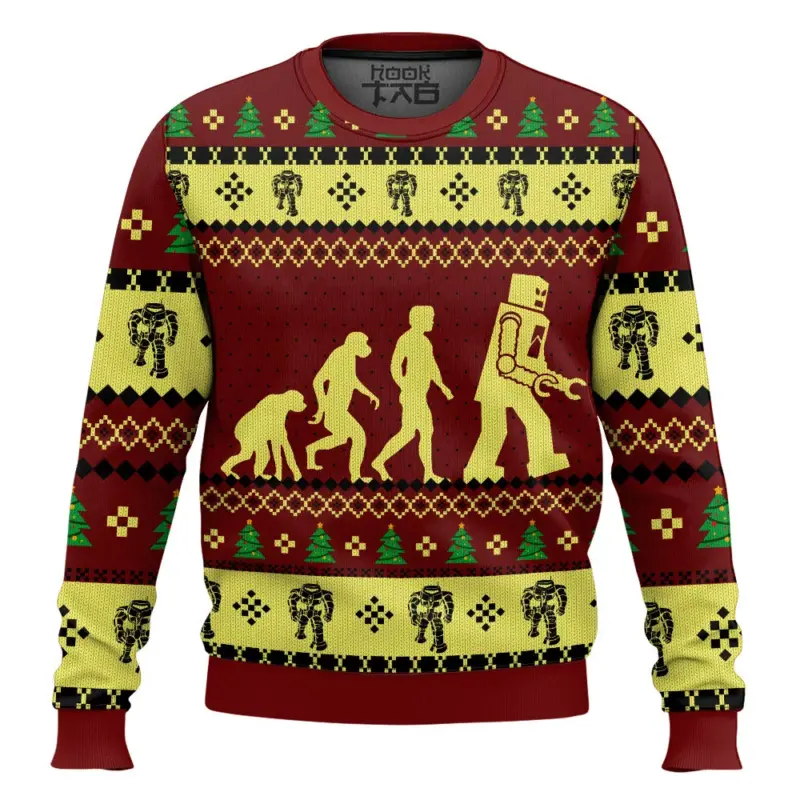 Hooktab Robot Evolution Sheldon Cooper The Big Bang Theory Ugly Christmas Sweater