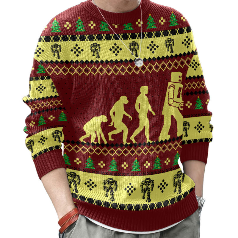 Hooktab Robot Evolution Sheldon Cooper The Big Bang Theory Ugly Christmas Sweater Hooktab Robot Evolution Sheldon Cooper The Big Bang Theory Ugly Christmas Sweater