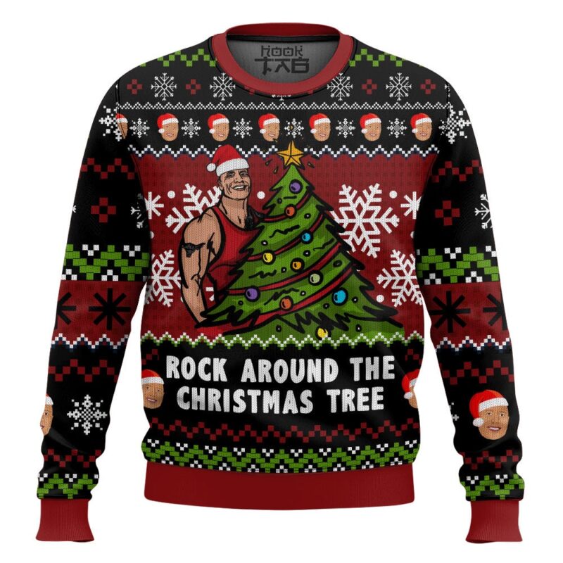 Hooktab Rock Around The Xmas Tree WWE Ugly Christmas Sweater