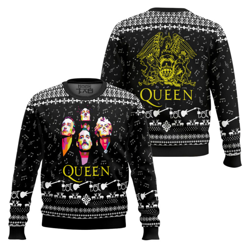 Hooktab Rock Christmas Queen Ugly Christmas Sweater Hooktab Rock Christmas Queen Ugly Christmas Sweater