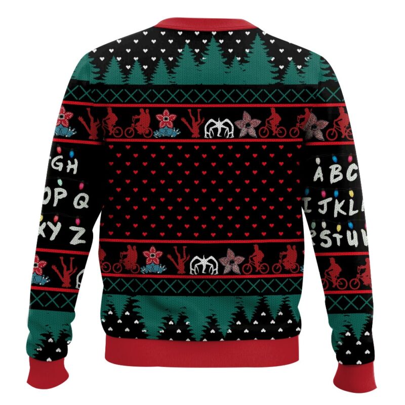 Hooktab Rocking Around The Upside Down Stranger Things Ugly Christmas Sweater Hooktab Rocking Around The Upside Down Stranger Things Ugly Christmas Sweater