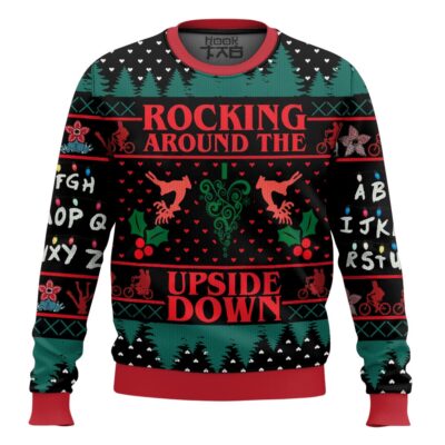 Hooktab Rocking Around The Upside Down Stranger Things Ugly Christmas Sweater