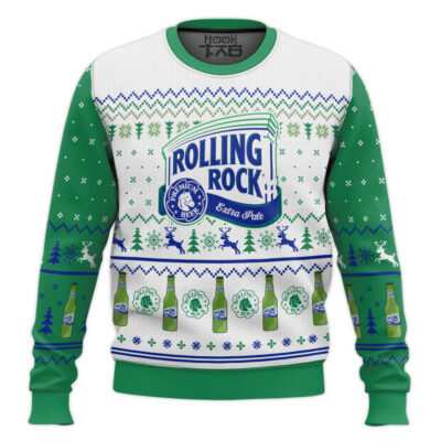 Hooktab Rolling Rock Beer Ugly Christmas Sweater
