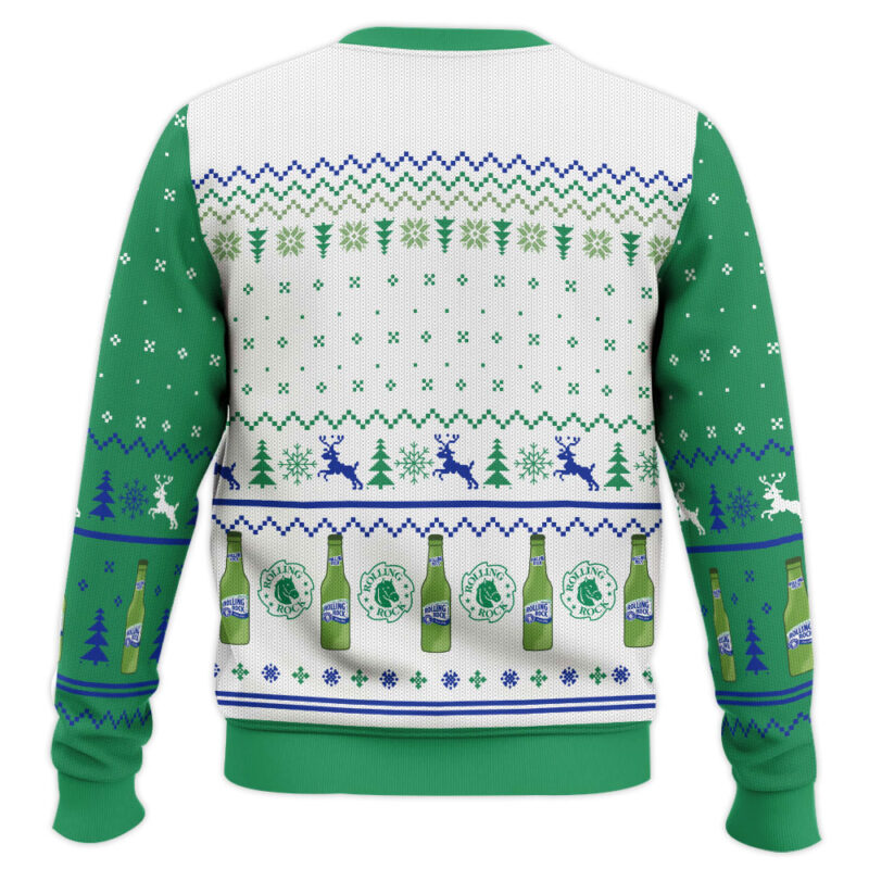 Hooktab Rolling Rock Beer Ugly Christmas Sweater Hooktab Rolling Rock Beer Ugly Christmas Sweater