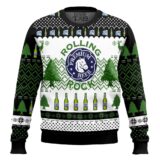 Hooktab Rolling Rock Premium Beer Ugly Christmas Sweater