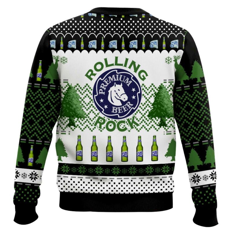 Hooktab Rolling Rock Premium Beer Ugly Christmas Sweater Hooktab Rolling Rock Premium Beer Ugly Christmas Sweater