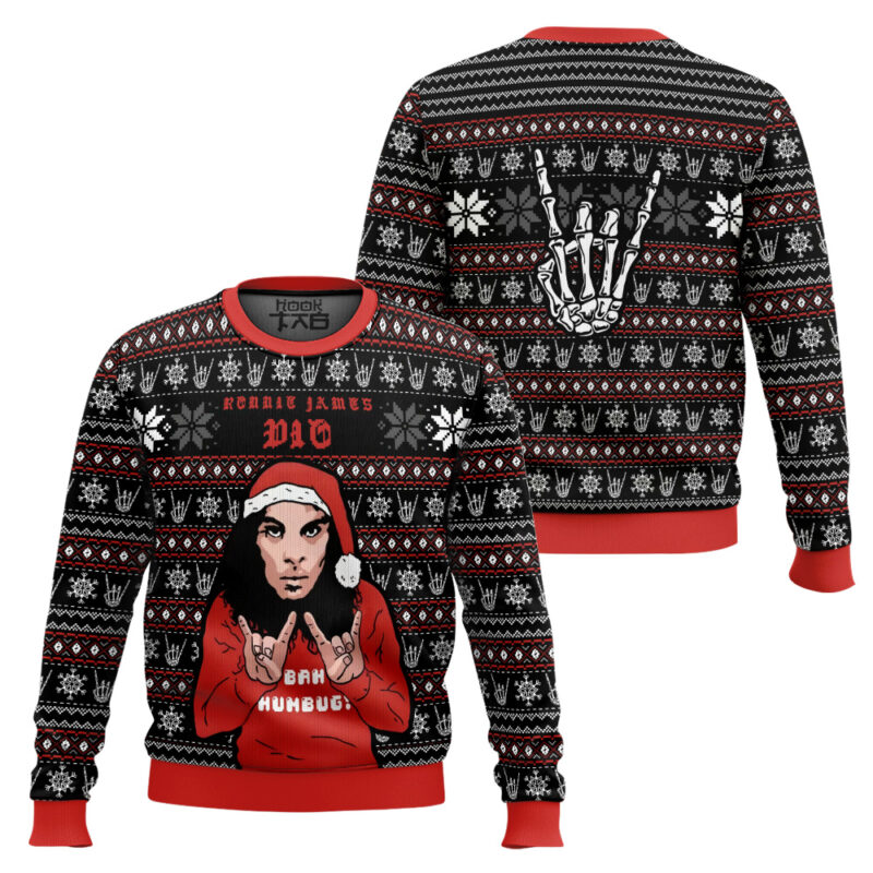 Hooktab Ronnie James Dio Ugly Christmas Sweater Hooktab Ronnie James Dio Ugly Christmas Sweater