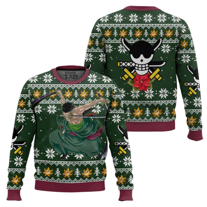 Hooktab Roronoa Zoro One Piece Ugly Christmas Sweater Hooktab Roronoa Zoro One Piece Ugly Christmas Sweater