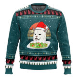Hooktab Sad Cat On Table Woman Yelling At Cat Meme Ugly Christmas Sweater