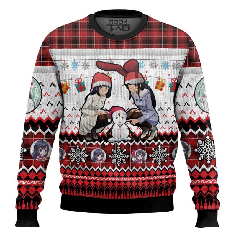 Hooktab Sad Snowman Rascal Does Not Dream Of Bunny Girl Senpai Ugly Christmas Sweater