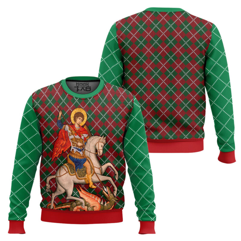 Hooktab Saint George Ugly Christmas Sweater Hooktab Saint George Ugly Christmas Sweater