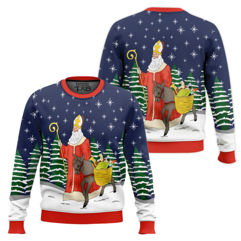 Hooktab Saint Nicholas Ugly Christmas Sweater Hooktab Saint Nicholas Ugly Christmas Sweater