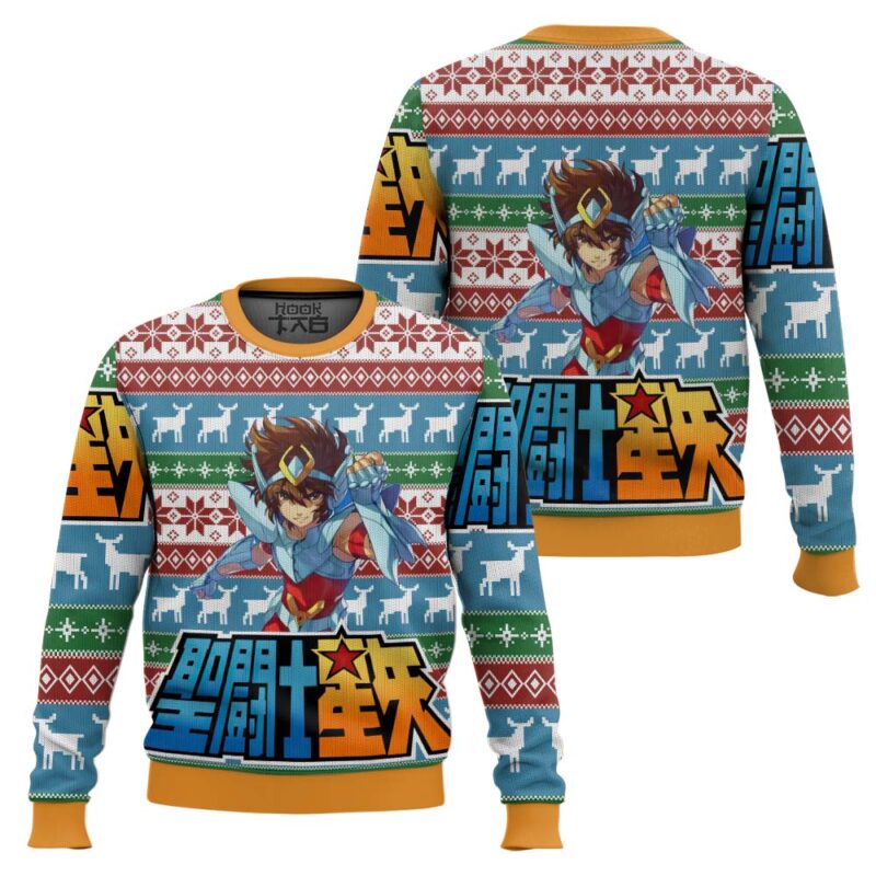 Hooktab Saint Seiya Ugly Christmas Sweater Hooktab Saint Seiya Ugly Christmas Sweater