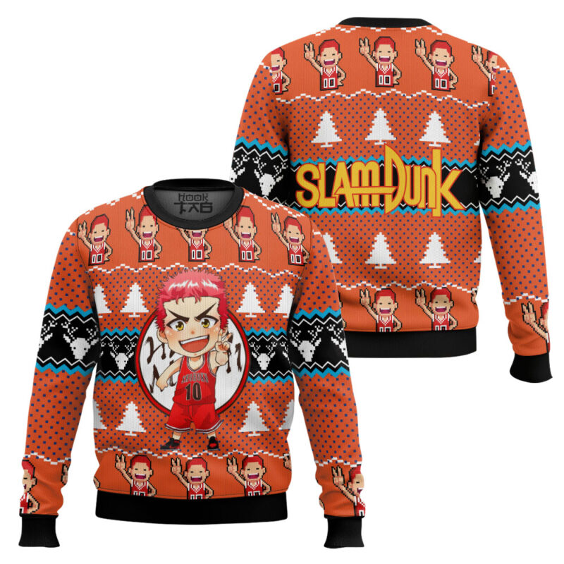 Hooktab Sakuragi Hanamichi Slam Dunk Ugly Christmas Sweater Hooktab Sakuragi Hanamichi Slam Dunk Ugly Christmas Sweater