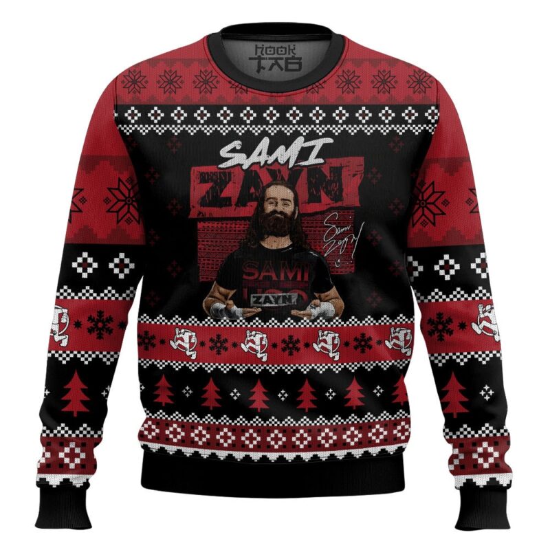 Hooktab Sami Zayn WWE Ugly Christmas Sweater