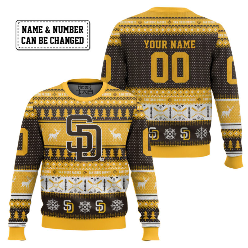 Hooktab San Diego Padres - Custom Name And Number Ugly Sweater Hooktab San Diego Padres - Custom Name And Number Ugly Sweater