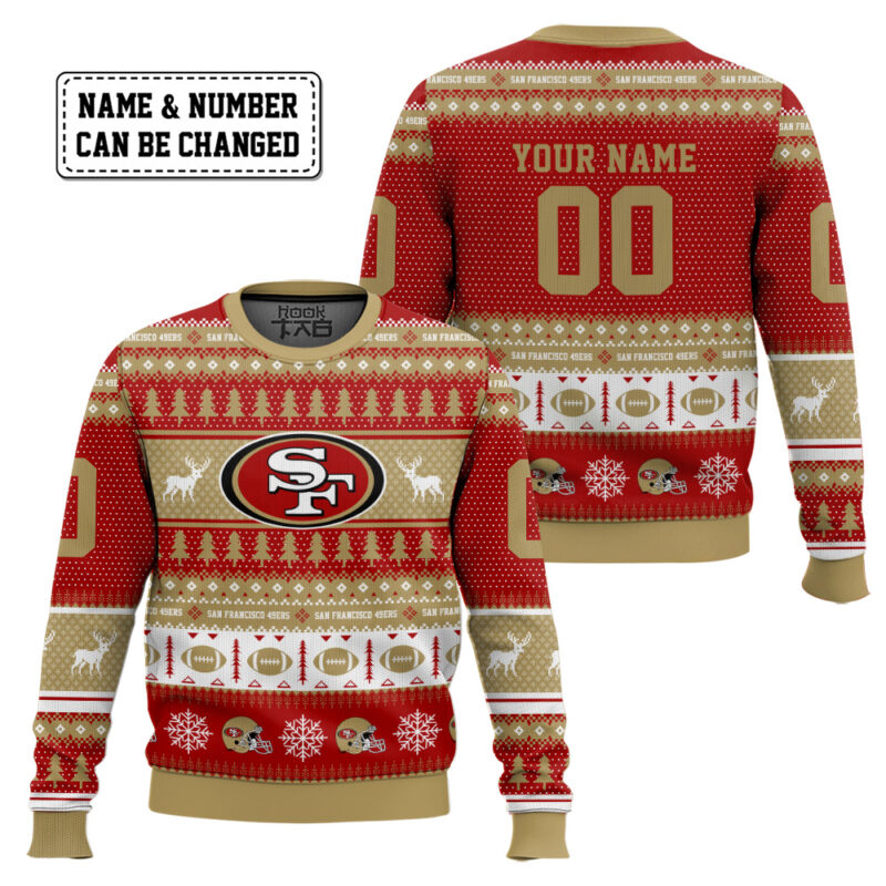 Hooktab San Francisco 49ers - Custom Name And Number Ugly Sweater Hooktab San Francisco 49ers - Custom Name And Number Ugly Sweater