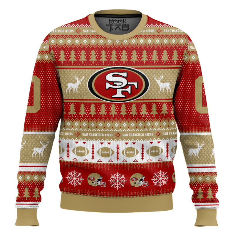 Hooktab San Francisco 49ers - Custom Name And Number Ugly Sweater