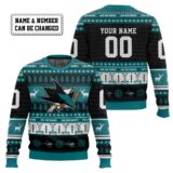 Hooktab San Jose Sharks - Custom Name And Number Ugly Sweater