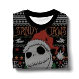 Hooktab Sandy Claws Is Coming To Town Jack Skellington Ugly Christmas Sweater