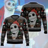Hooktab Sandy Claws Is Coming To Town Jack Skellington Ugly Christmas Sweater