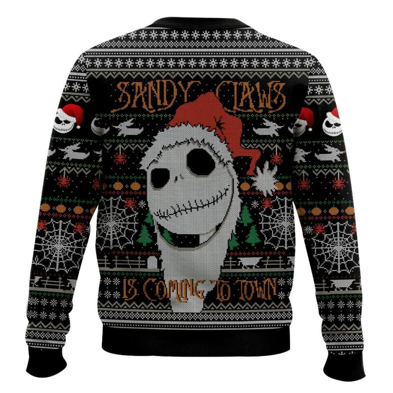 Hooktab Sandy Claws Is Coming To Town Jack Skellington Ugly Christmas Sweater Hooktab Sandy Claws Is Coming To Town Jack Skellington Ugly Christmas Sweater
