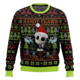 Hooktab Sandy Claws Jack Skellington Ugly Christmas Sweater