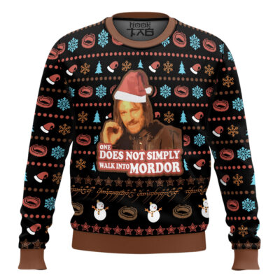 Hooktab Santa Boromir Does Not Simply Walk Into Mordor The Lord Of The Rings Ugly Christmas Sweater