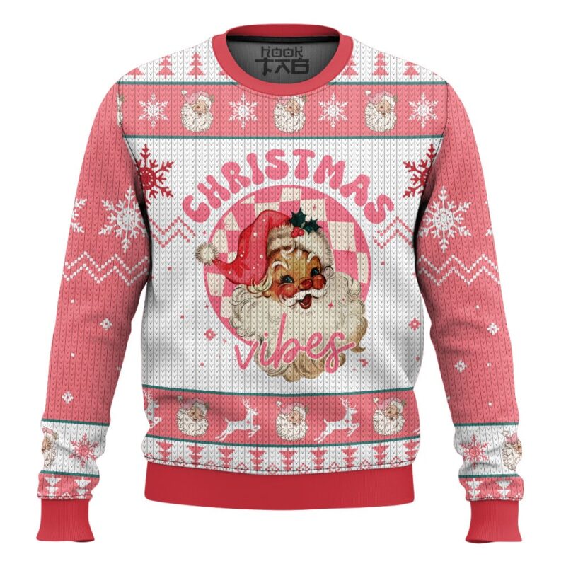 Hooktab Santa Christmas Vibes Ugly Christmas Sweater Hooktab Santa Christmas Vibes Ugly Christmas Sweater