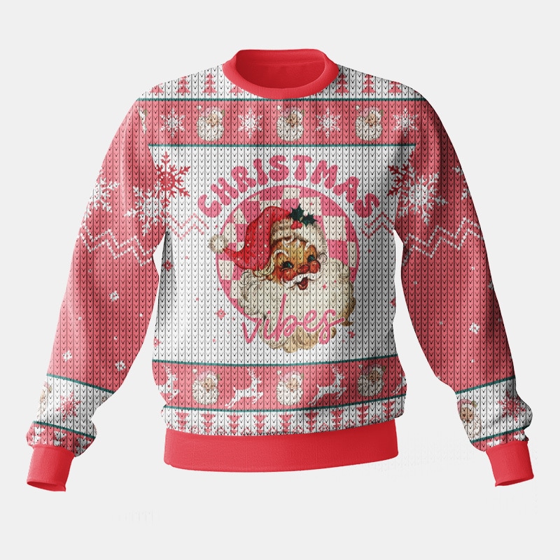 Hooktab Santa Christmas Vibes Ugly Christmas Sweater Hooktab Santa Christmas Vibes Ugly Christmas Sweater