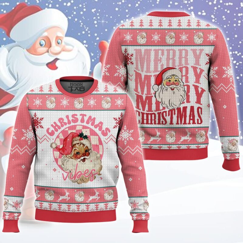 Hooktab Santa Christmas Vibes Ugly Christmas Sweater Hooktab Santa Christmas Vibes Ugly Christmas Sweater