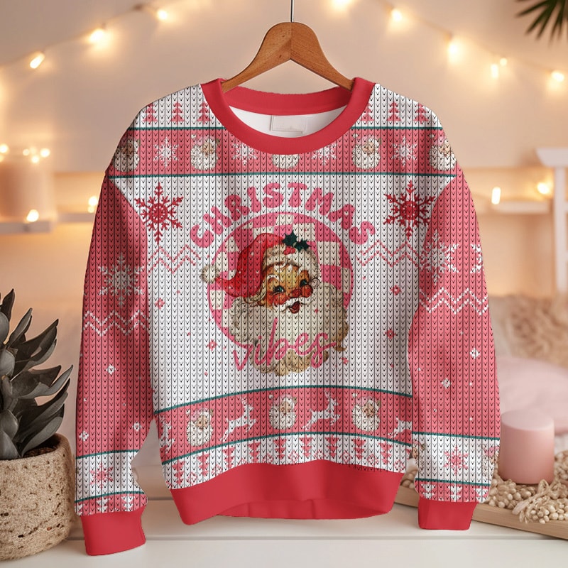 Hooktab Santa Christmas Vibes Ugly Christmas Sweater Hooktab Santa Christmas Vibes Ugly Christmas Sweater