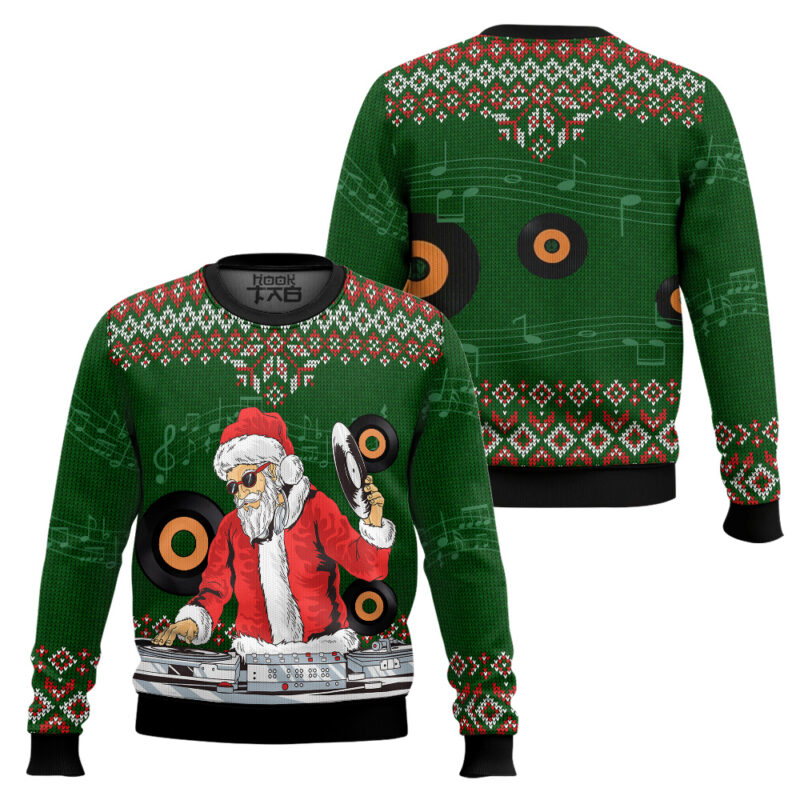 Hooktab Santa Claus DJ Ugly Christmas Sweater Hooktab Santa Claus DJ Ugly Christmas Sweater