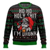 Hooktab Santa Claus Ho Ho Holy Shit I'm Drunk Ugly Christmas Sweater