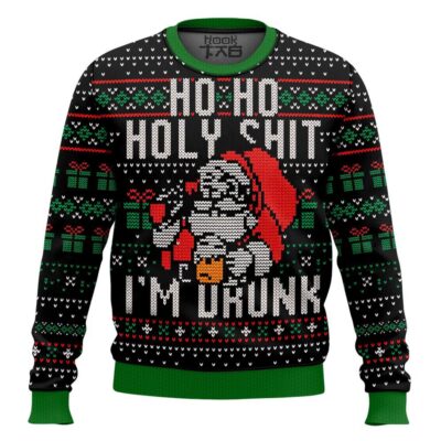Hooktab Santa Claus Ho Ho Holy Shit I'm Drunk Ugly Christmas Sweater