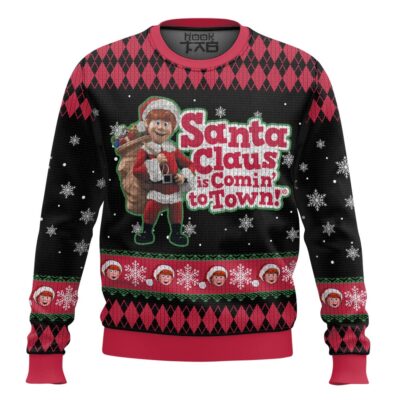 Hooktab Santa Claus Is Coming To Town Ugly Christmas Sweater