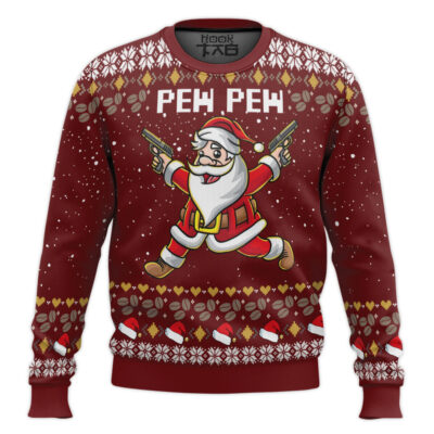 Hooktab Santa Claus Pew Pew Ugly Christmas Sweater