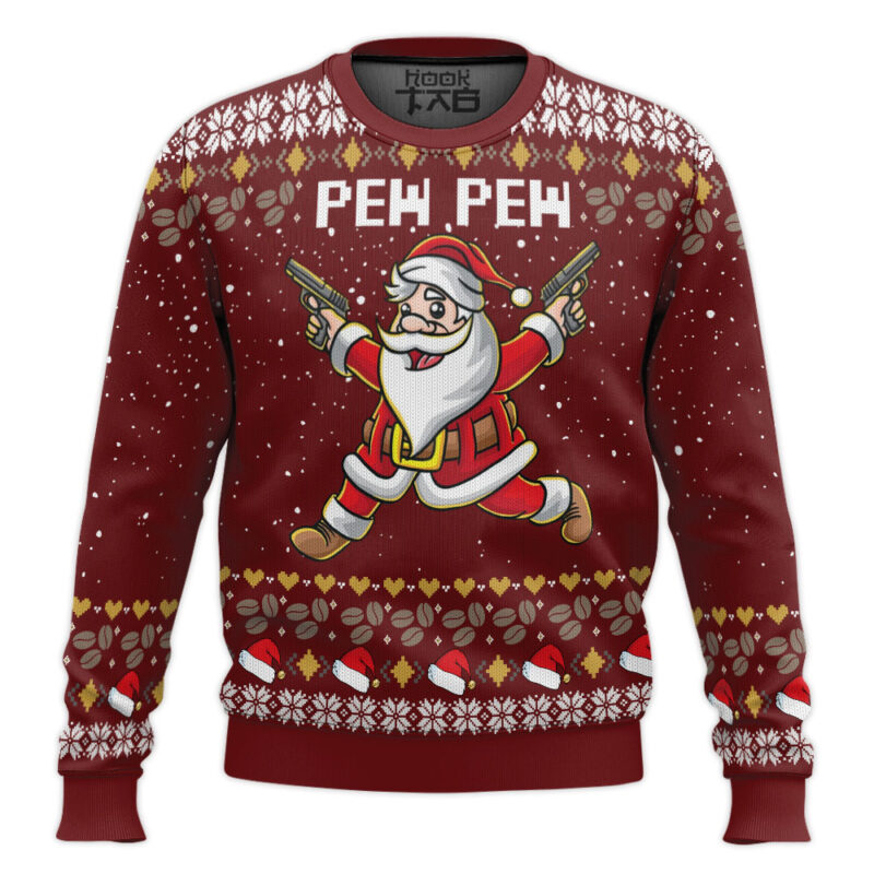 Hooktab Santa Claus Pew Pew Ugly Christmas Sweater