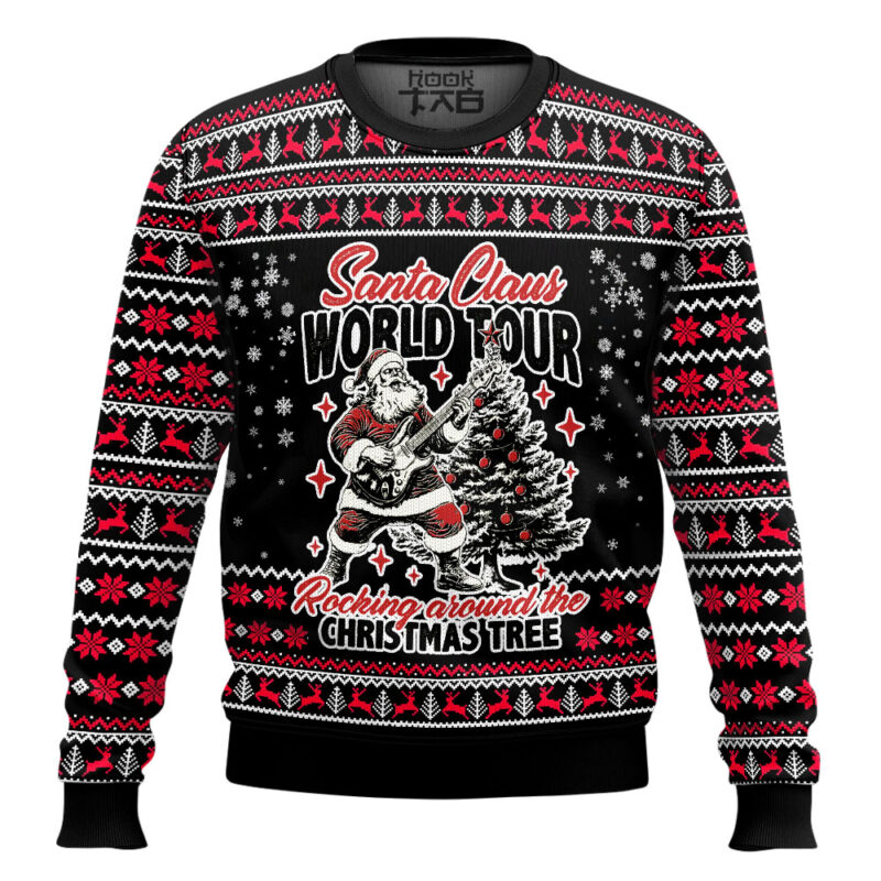 Hooktab Santa Claus World Tour Ugly Christmas Sweater