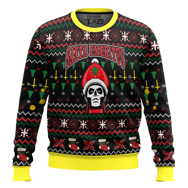 Hooktab Santa Emeritus Papa Emeritus Ghost Ugly Christmas Sweater
